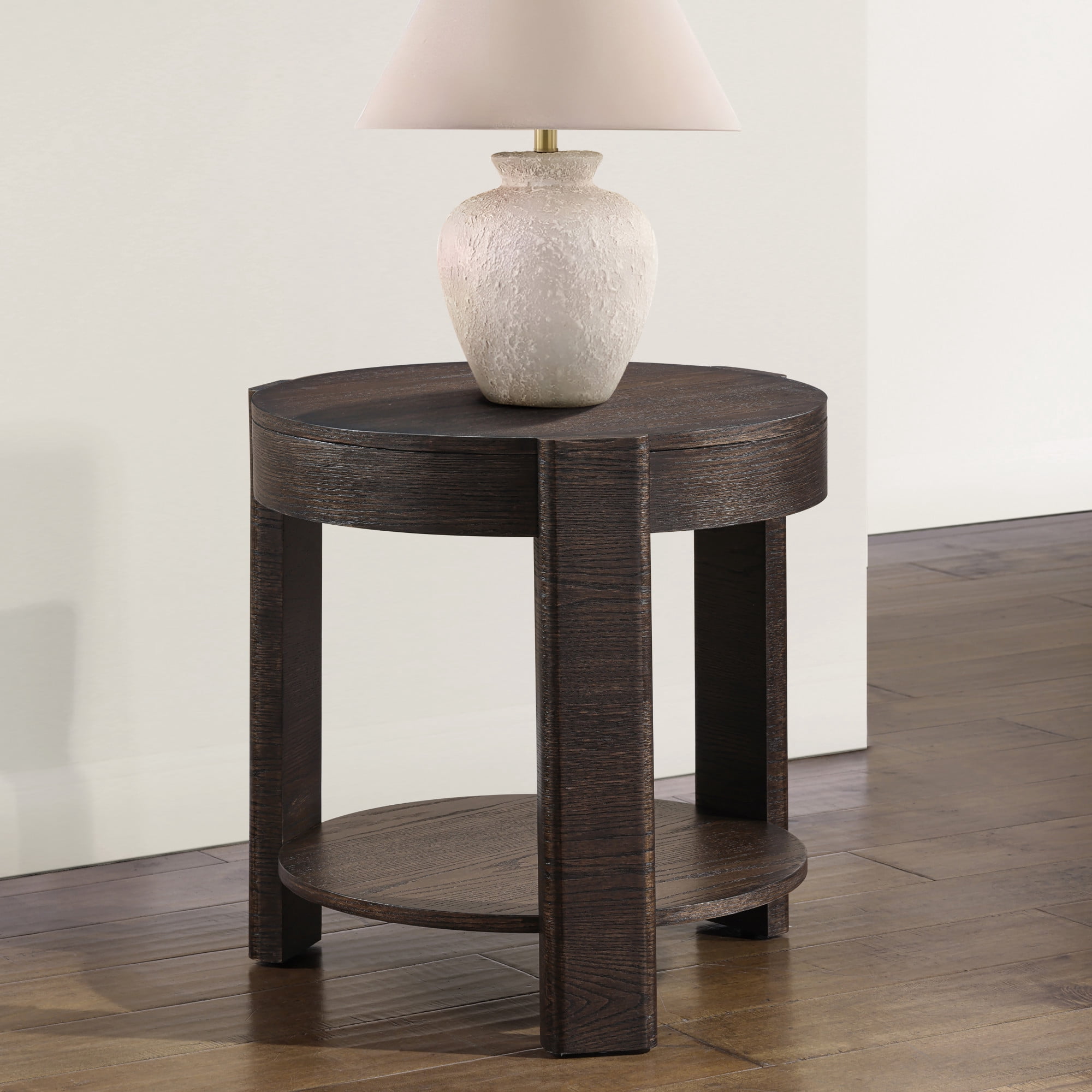Steve Silver Salina Espresso Round End Table, Distressed Deep Espresso