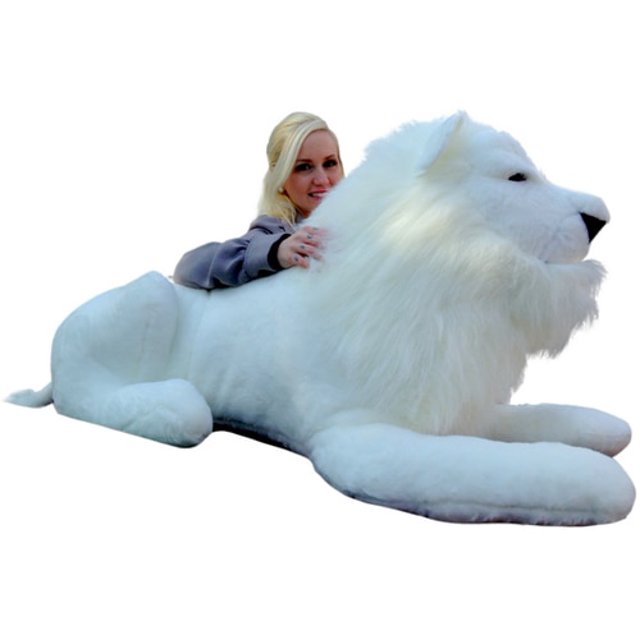 American Made Giant Stuffed White Lion 48 Inches Soft Made in USA America