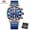 Blue, variant on Men's Quartz Watch Waterproof Blue Leather Strap Luxury Multifunction Sport Watch Men's Wristwatch