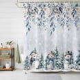 thumbnail image 3 of Blue Christmas Snowman Shower Curtain Set with Hooks, Watercolor Winter Floral Leaves Waterproof Fabric Bathroom Curtains Decor Home Accessories,72 X 72 Inch Long, 3 of 9