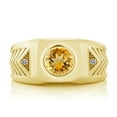 thumbnail image 2 of Gem Stone King Men's 18K Yellow Gold Plated Silver Yellow Citrine and White Diamond Ring (1.53 Cttw), 2 of 5