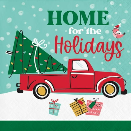 Christmas Cars Home for the Holidays Paper Beverage Napkins 16 Per Pack