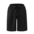 thumbnail image 5 of Domuza Men's Linen-Cotton Casual Shorts – Classic Fit Summer Beach Shorts with Pockets Black L, 5 of 6