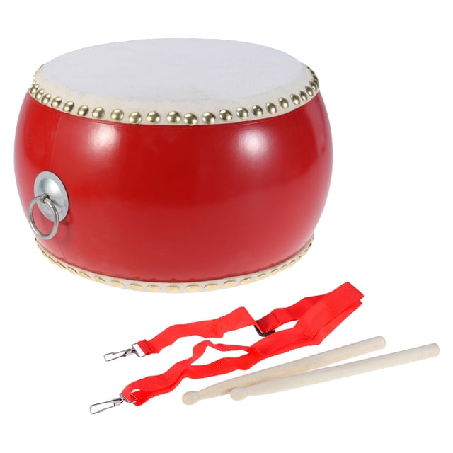 Ancient Chinese Drum 1 Set Musical Percussion Instrument with Cowhide Children Toy Includes Sticks and Straps
