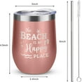 thumbnail image 5 of Beach Gifts for Women-Beach Insulated Tumbler with Lid and Straw,Beach Themed Gifts Ideas- Beach Is My Happy Place Wine Tumbler,Ocean Theme Gifts for A Beach Lovers,12 Oz Beach cup Rose Gold, 5 of 6