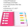 thumbnail image 3 of 5 Subject Notebook, A5 Notebooks and Journals Spiral Bund, Wide Ruled, Lab Professional Notepad, Colored Dividers with Tabs, 5.7”×8.27”, Hardcover Memo Planner for School Kids Girls Women, 3 of 7