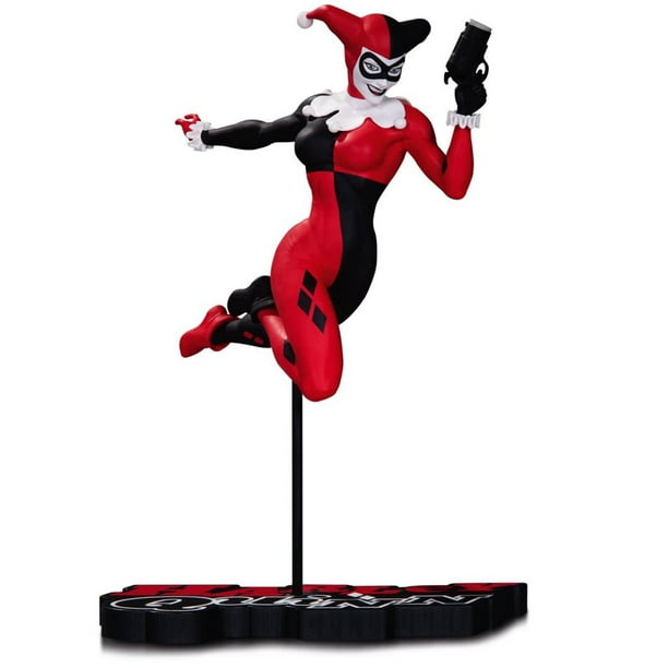 harley quinn red white and black statue