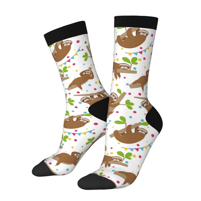Balery Cute Sloth Calcetas Largas con Estampado para Hombre y Mujer – Suaves y Transpirables, Talla Única (US 5-11)