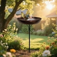 thumbnail image 5 of Vintage Wrought Iron Bird Bath with Stand, 31" Tall Outdoor Garden Decoration & Feeder, Large Water Bowl for Wild Birds - Adjustable Height, Durable & Easy to Clean Metal Birdbath, 5 of 8