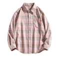 thumbnail image 1 of Camisas De Para Hombre Camisa de manga larga holgada informal de primavera y otoño para hombre, camisa a cuadros con cuello puntiagudo, chaqueta (Pink, XL), 1 of 2