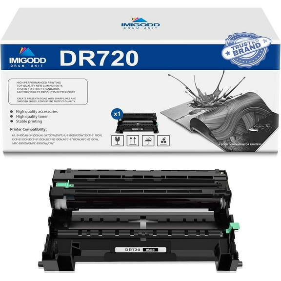 1-Pack DR720 Black Drum Unit Replacement for Brother High Capacity 31,000 Pages with HL-5440D 5450DN 5470DW/DWT 6180DW/DWT DCP-8110DN 8150DN 8155DN 8510DN MFC-8710DW 8810DW 8910DW 8950DW/DWT Printer