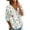 Multicolor, variant on Wildflower & Daisy Print Henley Blouse for Women - 3/4 Puff Sleeve V-Neck Button Down Tunic, Loose Fit Casual Summer Top Multicolor S