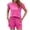 Hot Pink, variant on Women's 2 Piece Outfits, Loose Crewneck Cap Sleeveless T Shirt Tops with Drawstring Shorts Loungewear Sets