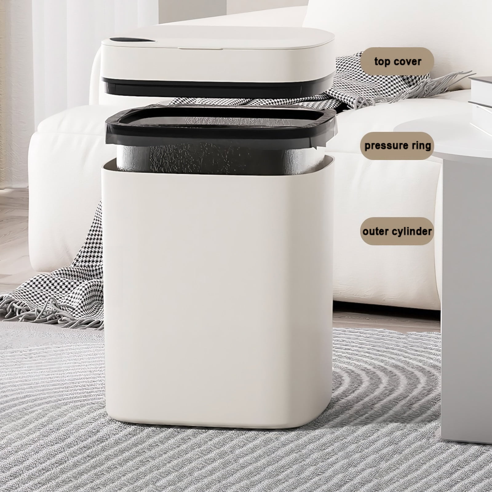 Touchless Bathroom Trash Can 6 Gallon,Automatic Motion Sensor Garbage Bin Waterproof Narrow Small Rubbish Container Silent Lid Opening,Space-Saving Odor Control for Bathroom Kitchen Office-28x23x20cm