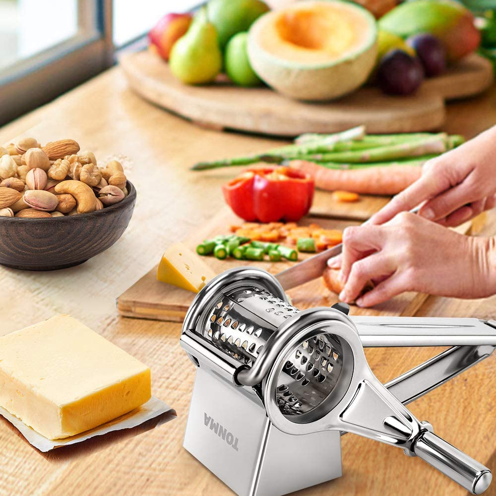 Rotary Cheese Grater Manual Handheld Cheese Grater with Stainless Steel  Drum for Grating Hard Cheese Chocolate Nuts Kitchen Tool (/, White, 1)