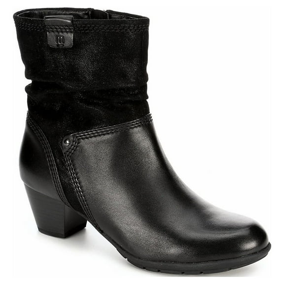Medicus Womens Jil Heeled Zip Up Slouch Ankle Boot Shoes, Black, US 6.5