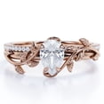 thumbnail image 1 of Four-Prong Pave Set 0.65 Carat Pear-Shaped Moissanite Nature-Inspired Bridal Set in 18K Rose Gold Plating over Silver, 1 of 4