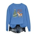 thumbnail image 4 of Nmnitkp Sweatshirt For Women Round Neck Hoodless Christmas Printed Casual Loose Sweatshirt Blue #01,XL, 4 of 6