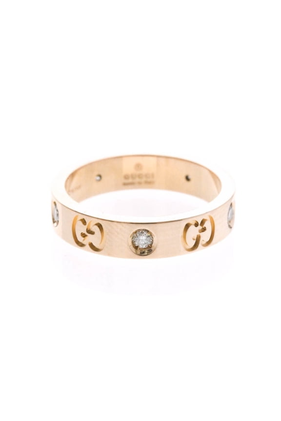 Pre-Owned Gucci Icon Ring Diamond Pink Gold (18K) Fashion Diamond Band Ring Pink Gold