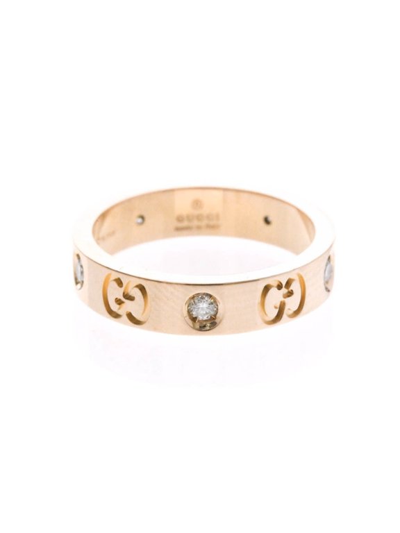 Pre-Owned Gucci Icon Ring Diamond Pink Gold (18K) Fashion Diamond Band Ring Pink Gold