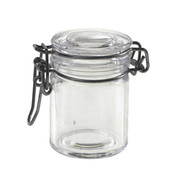 Clear Acrylic Hinge Locking Lid Candy Jar, 2Inch, 3Piece