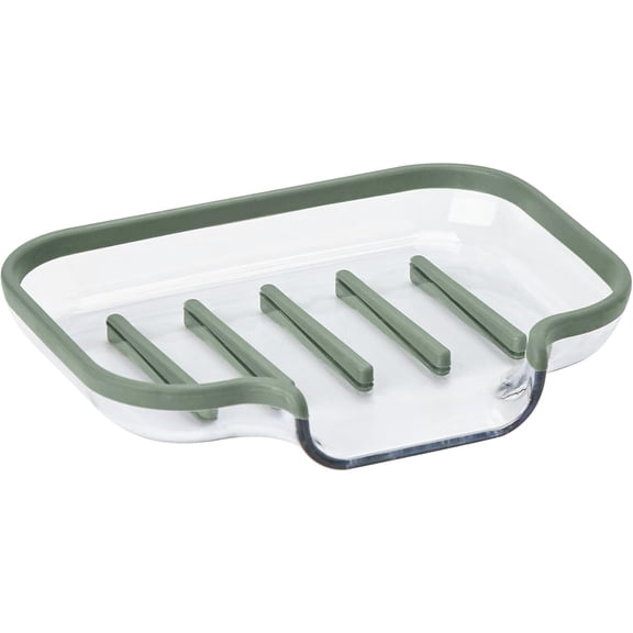 Spectrum Cora Plastic Sink Saddle Sponge Brush Holder Organizer, Blue & Clear