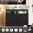 thumbnail image 3 of EastVita Dresser for Bedroom 6 Drawer Dresser with LED Lights and Charging Station Wide Chest of 6 Drawers with Open Space Modern Large Capacity Storage Cabinet Living Room Hallway Black, 3 of 7