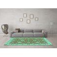 thumbnail image 3 of Ahgly Company Machine Washable Indoor Rectangle Oriental Turquoise Blue Traditional Area Rugs, 6' x 9', 3 of 4