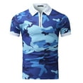 thumbnail image 3 of outfmvch t shirts for men casual camouflage print zipper turn down collar short sleeve shirt womens tops blue, 3 of 7