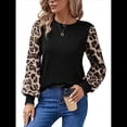 thumbnail image 3 of Camisas de Larga para Mujer, Blusas Raglán con Bloques de Color, Camisetas Básicas Informales de Cuello Redondo, Ropa de Moda de Otoño Negro XXL, 3 of 9