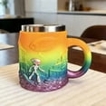 thumbnail image 3 of TIELUTT 3D Sci Fi Robot Mug Novelty Coffee Cup with Embossed UFO Design Color Changing Glass with Stainless Steel Rim Wooden Coffee Mug Set Unity Cup 1950's Juice Glasses Cup Set Kitchen Cups Glass S, 3 of 5