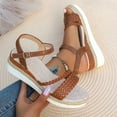 thumbnail image 6 of Dakaela Espadrille Wedge Sandals for Women 2025 Braided Ankle Strap Open Toe Platform Shoes Brown 6.5, 6 of 8