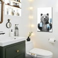 thumbnail image 4 of 4Pcs Funny Bear Bathroom Canvas Wall Art Black And White Animal Wall Decor Picture Cute Bathroom Posters Prints for Restroom Washroom Dorm Laundry Room Decorations, 4 of 6