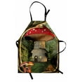thumbnail image 1 of Mushroom Apron Shroom House in Enchanted Forest wih Ladybug and Snail Whimsical Tree, Unisex Kitchen Bib Apron with Adjustable Neck for Cooking Baking Gardening, Red Pale Coffee Green, by Ambesonne, 1 of 3