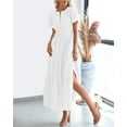 thumbnail image 2 of FreshPretty Womens Summer Casual Midi Maxi Dresses Lightweight Short Sleeve V Neck Elastic Waist Boho Beach Dress Pockets, 2 of 6