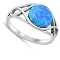 thumbnail image 4 of CHOOSE YOUR COLOR Blue Simulated Opal Cocktail Ring .925 Sterling Silver Band CZ Female Size 4, 4 of 4