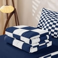 thumbnail image 5 of Meiyoeat Geometric Grid Zipper Queen Comforter Set With Fitted Sheet and 2 Pillowcases,Navy Blue White, 5 of 5