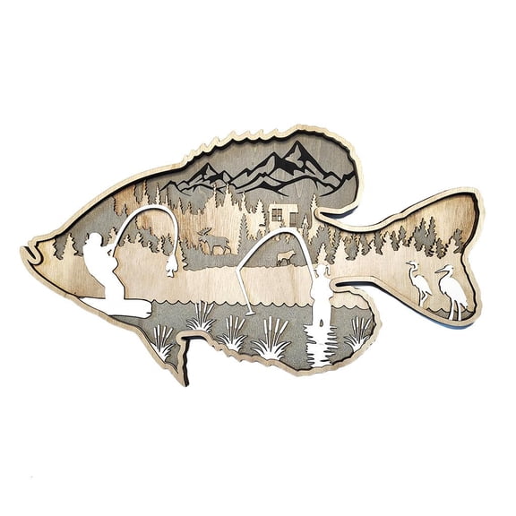 LIANXUECarving Wooden Fish Sculpture Wall Hanging Sea Bass Salmon Ornaments for Living Room Bedroom Fishes Decorations