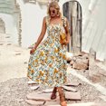 thumbnail image 4 of Vestido bohemio de verano para mujer de Tobrief, con tirantes finos, escote cuadrado, volantes y vaporoso, vestido largo playero, 4 of 7
