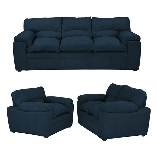 Sala 3-2-1 TRINITY Cosmo (Sofá, Love Seat y Sillón) Azul para Sala