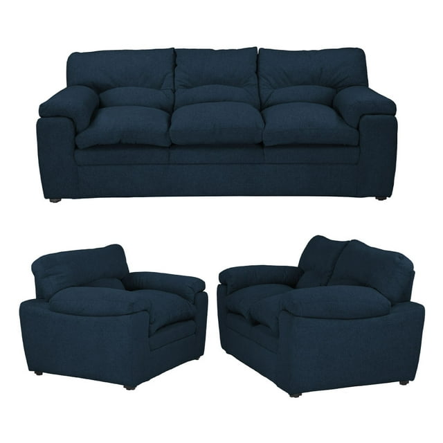 Sala 3-2-1 TRINITY Cosmo (Sofá, Love Seat y Sillón) Azul para Sala