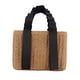thumbnail image 5 of Bolso de mano tejido a mano con asa superior, ideal para playa, vacaciones, viajes, informal, para mujer. Marrón claro, 5 of 9