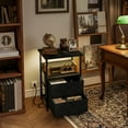 thumbnail image 7 of Tomnk LED Nightstand with Charging Station, Bedside Table Night Stand with 2 Fabric Storage Drawers, Black, 7 of 7
