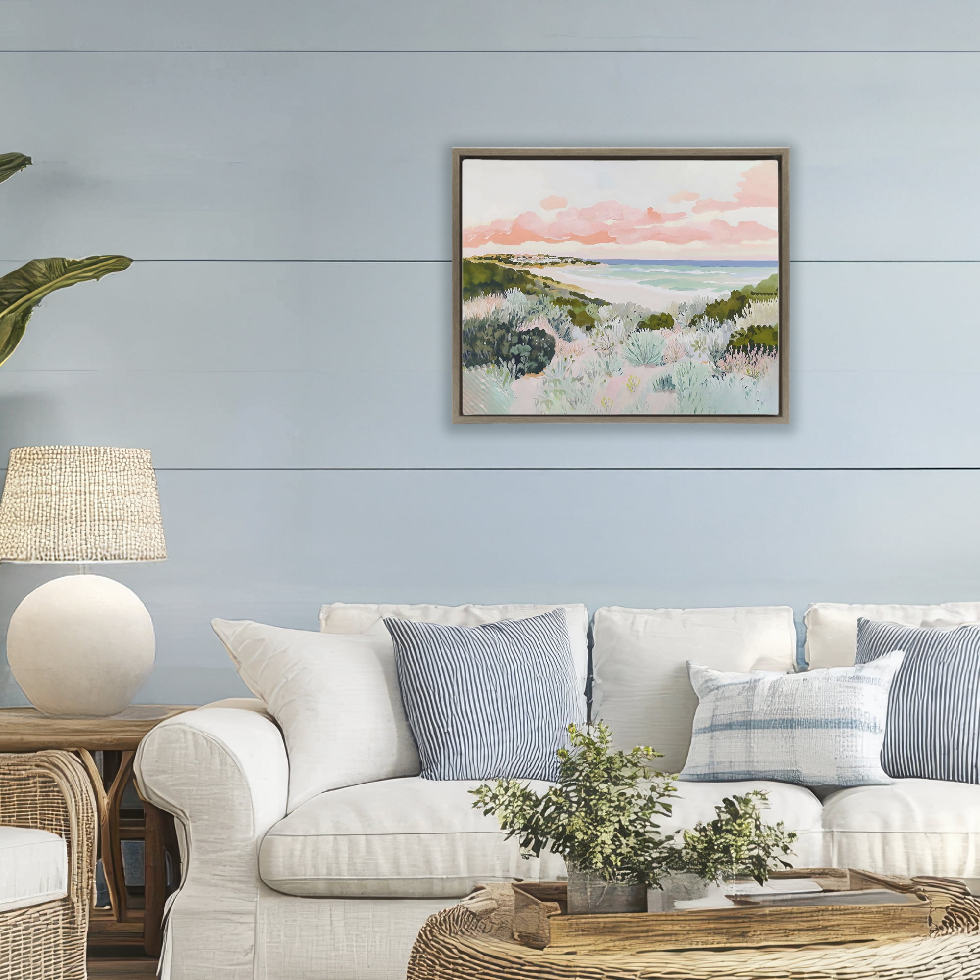 Stupell Industries Beach Grasses & Pastel Skies Brown Framed Floater Canvas Wall Art, design by The Prints Vibe