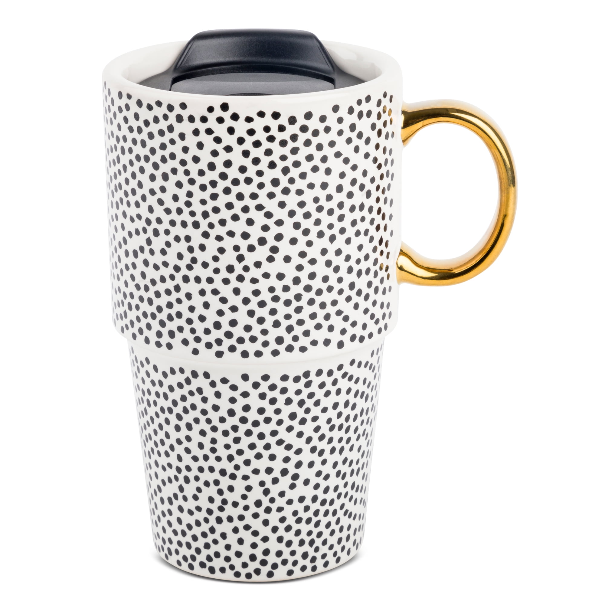 (4 pack) Thyme & Table Stoneware Dot 17oz Travel Mug