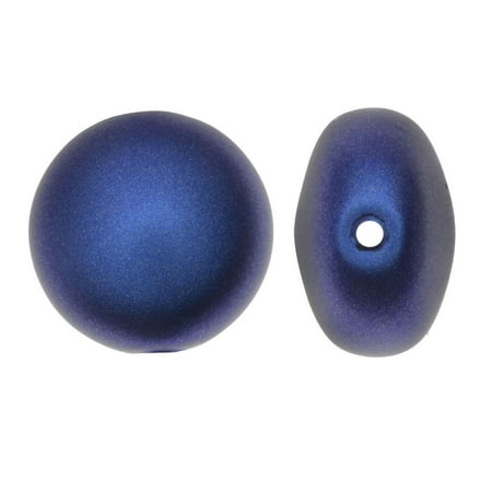 Iridescent Crystal - Swarovski Crystal, #5860 Coin Faux Pearl Beads 12mm, 2 Pieces, Iridescent Dark Blue