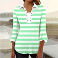 thumbnail image 2 of Jsaierl 3/4 Flounce Sleeve Womens Tops Casual Crew Neck Shirts Trendy Striped Petite Blouses Flowy Holiday Tunic Top S-2XL, 2 of 8