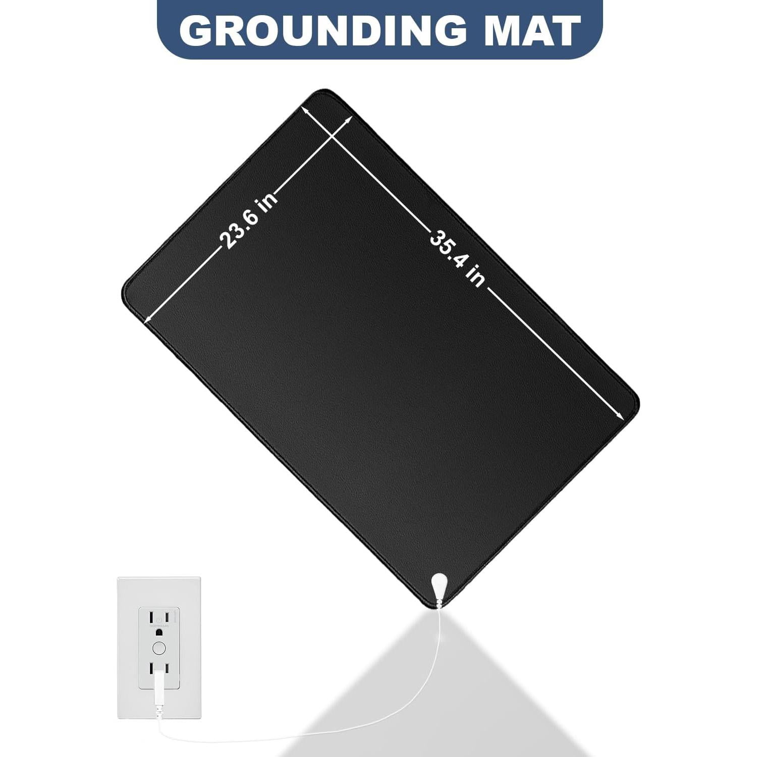 23.6"x35.4" Grounding Mat - 15ft Cord PU Conductive Pad for Bed Yoga Pet Feet Wellness Balance