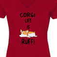 thumbnail image 4 of Inktastic Corgi Life is Rough Women's V-Neck T-Shirt, 4 of 5