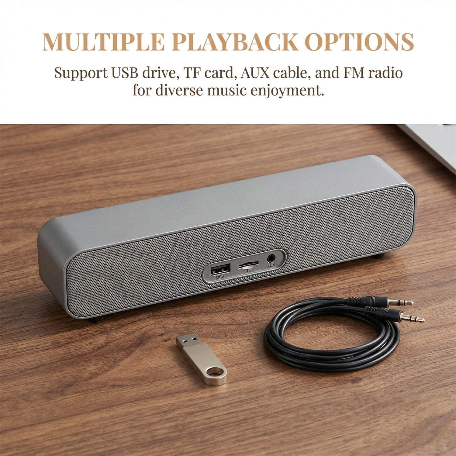 RIDWIND Retro Wood Bluetooth Speaker, Portable Vintage Wireless Speaker with 10W Stereo Sound, Mini Desktop Speaker for Home, Cafe, Office,Gray